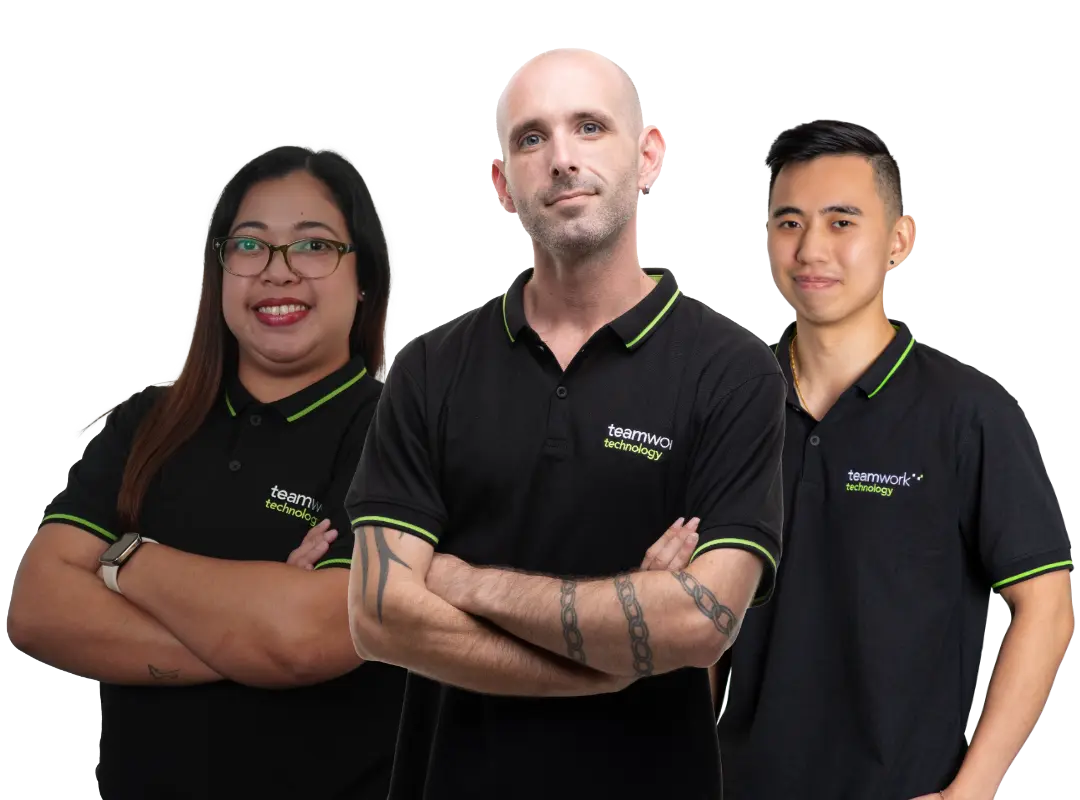 Teamwork employees standing together 2